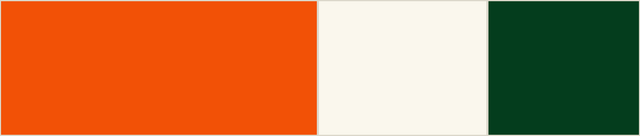 Farvepalette med orange, creme og mørkegrøn.